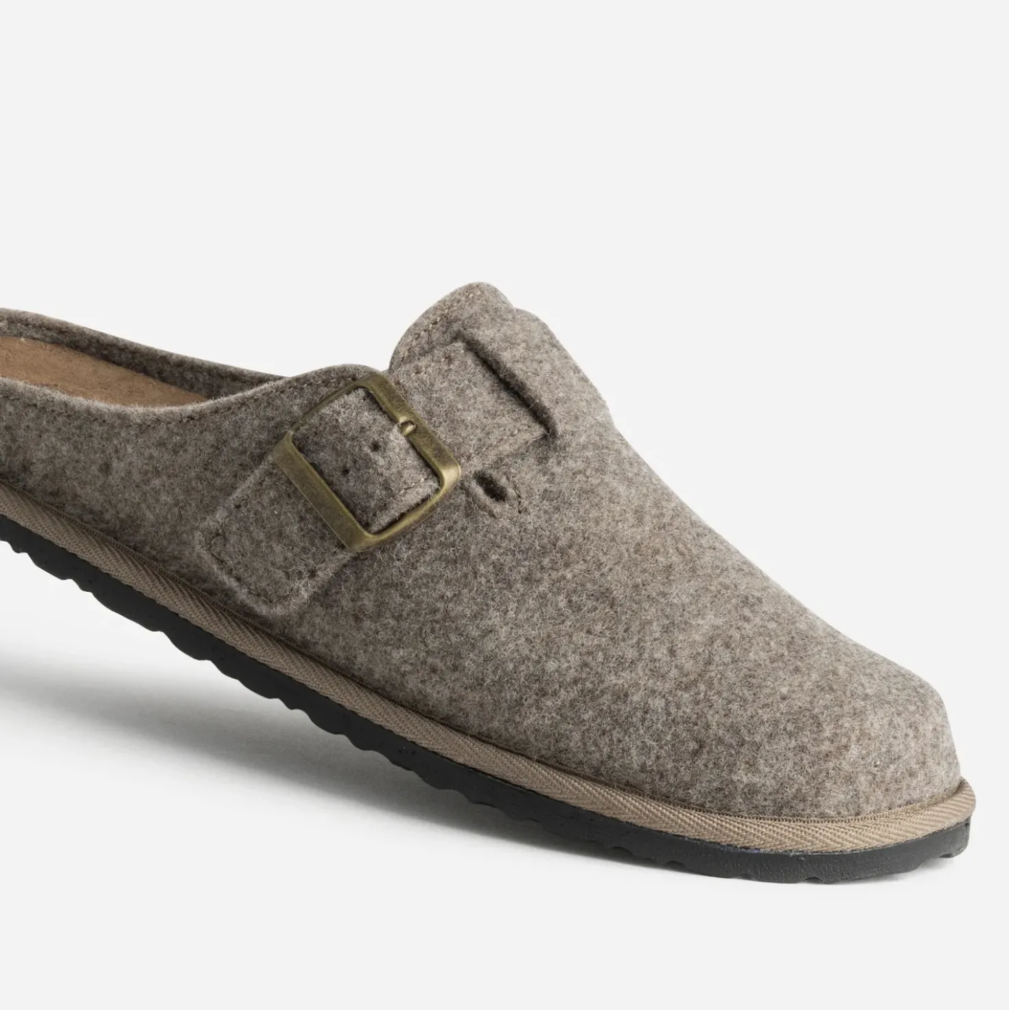 Mule-sabot taupe textile chiné