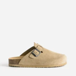 Mule-sabot TEXTO en cuir velours beige