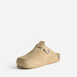 Mule-sabot TEXTO en cuir velours beige