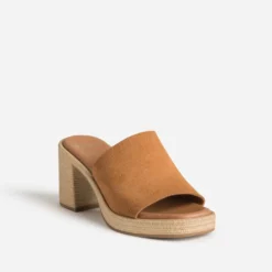 Mule à talon camel cuir velours