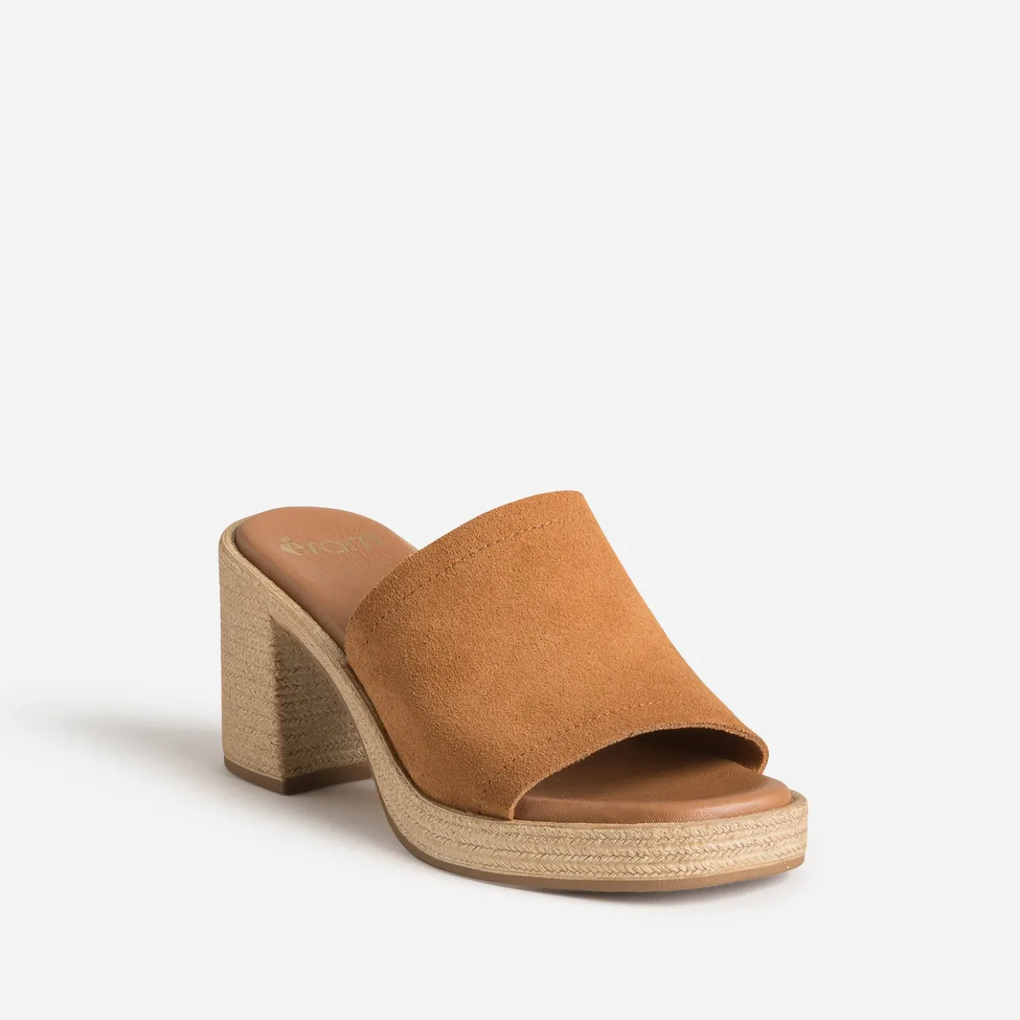 Mule à talon camel cuir velours