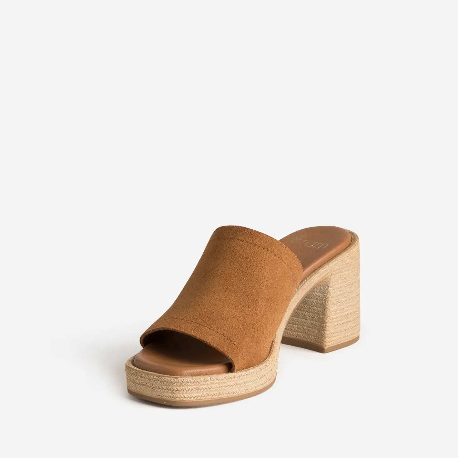 Mule à talon camel cuir velours