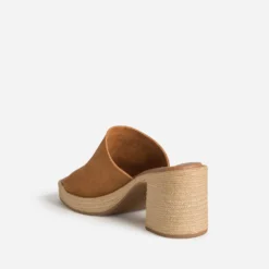 Mule à talon camel cuir velours