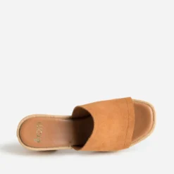 Mule à talon camel cuir velours