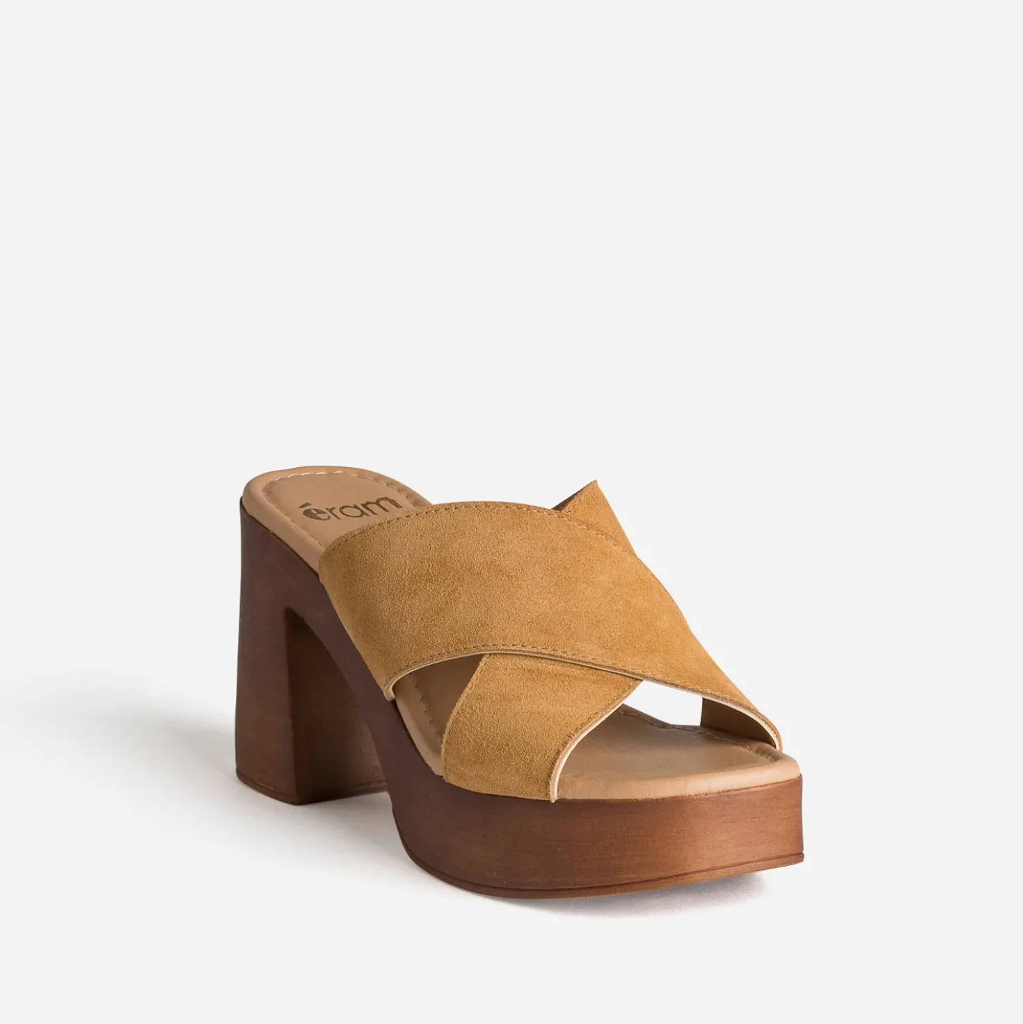 Mule taupe cuir velours