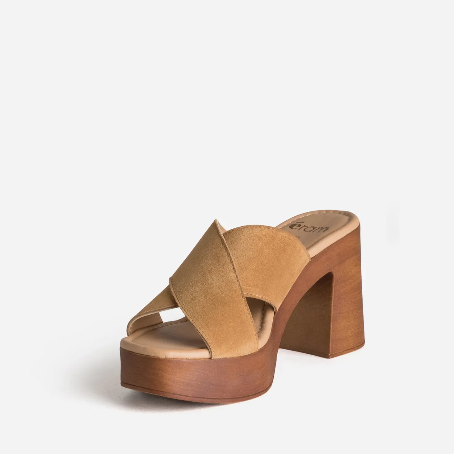 Mule taupe cuir velours