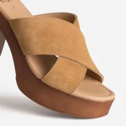 Mule taupe cuir velours