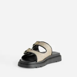 Mule TEXTO beige effet raphia