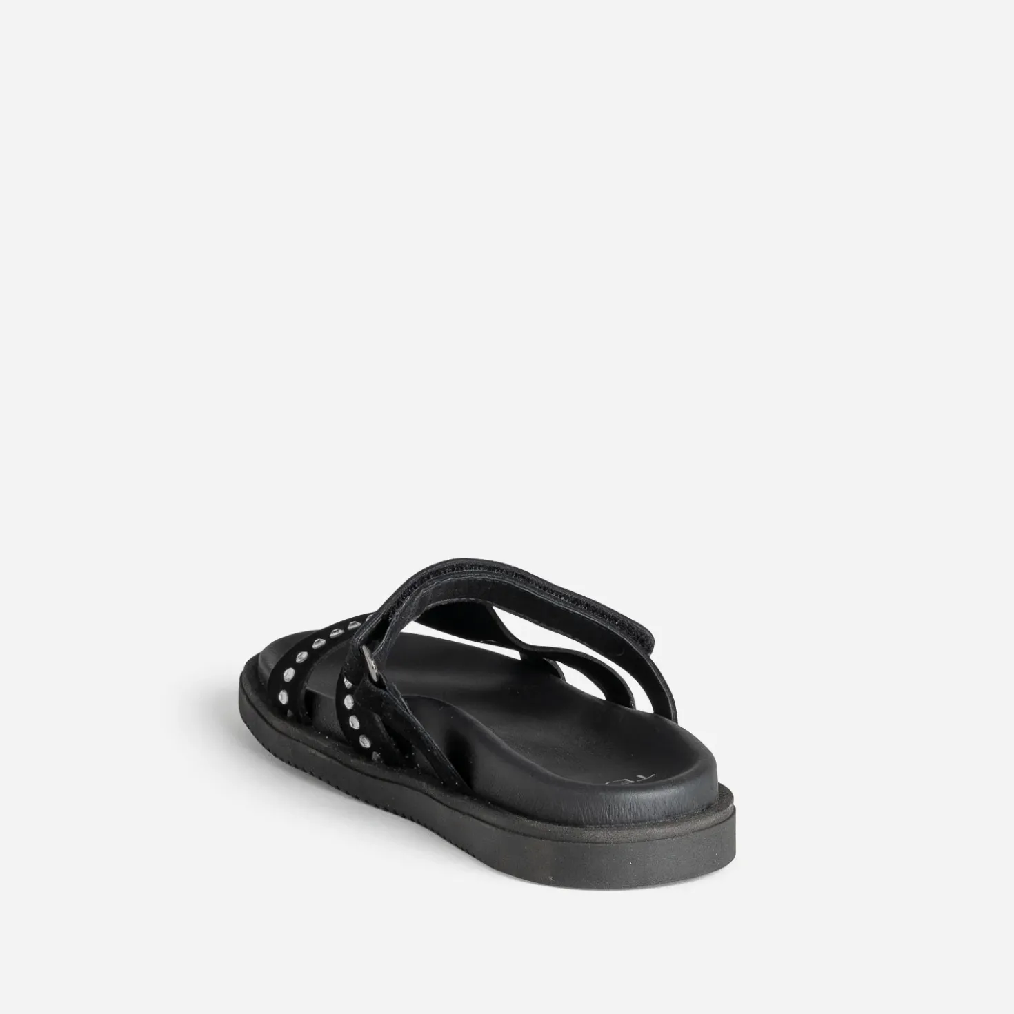 Mule TEXTO noire cuir velours décor strass