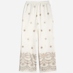 Pantalon écru imprimé beige