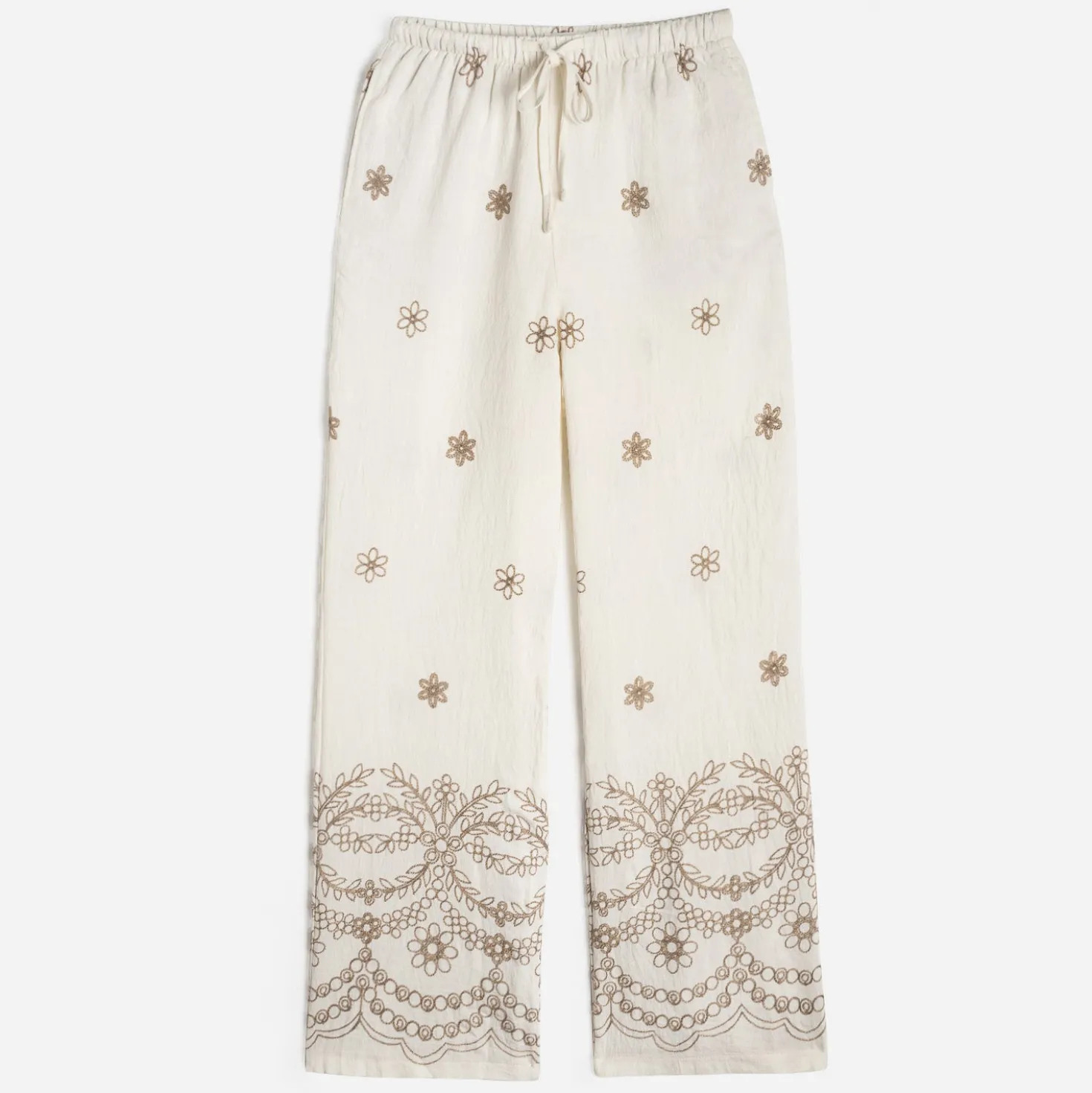 Pantalon écru imprimé beige