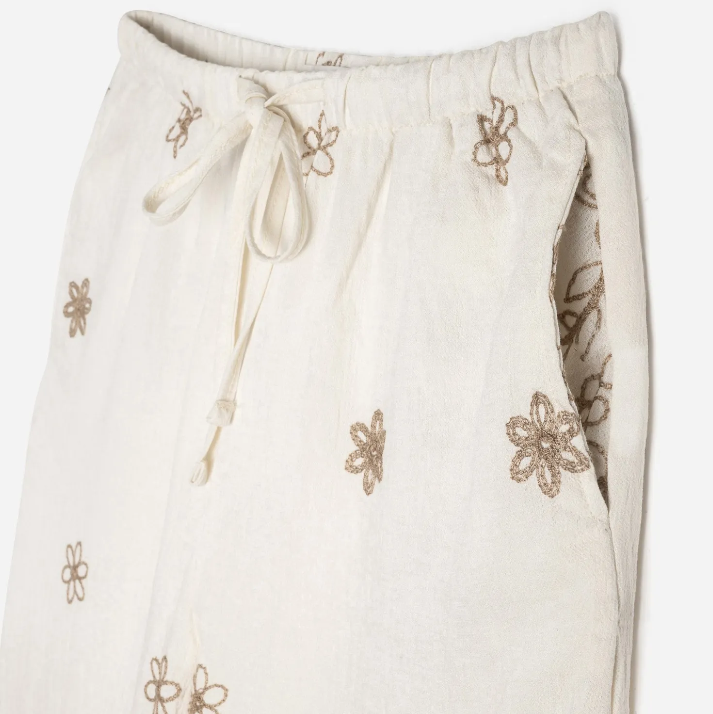 Pantalon écru imprimé beige