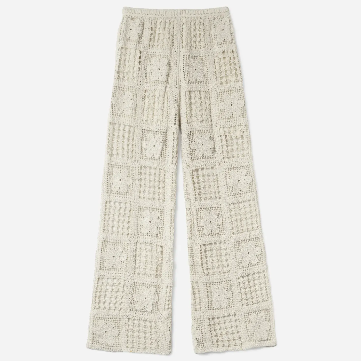 Pantalon fluide crochet écru