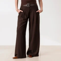Pantalon TEXTO marron large