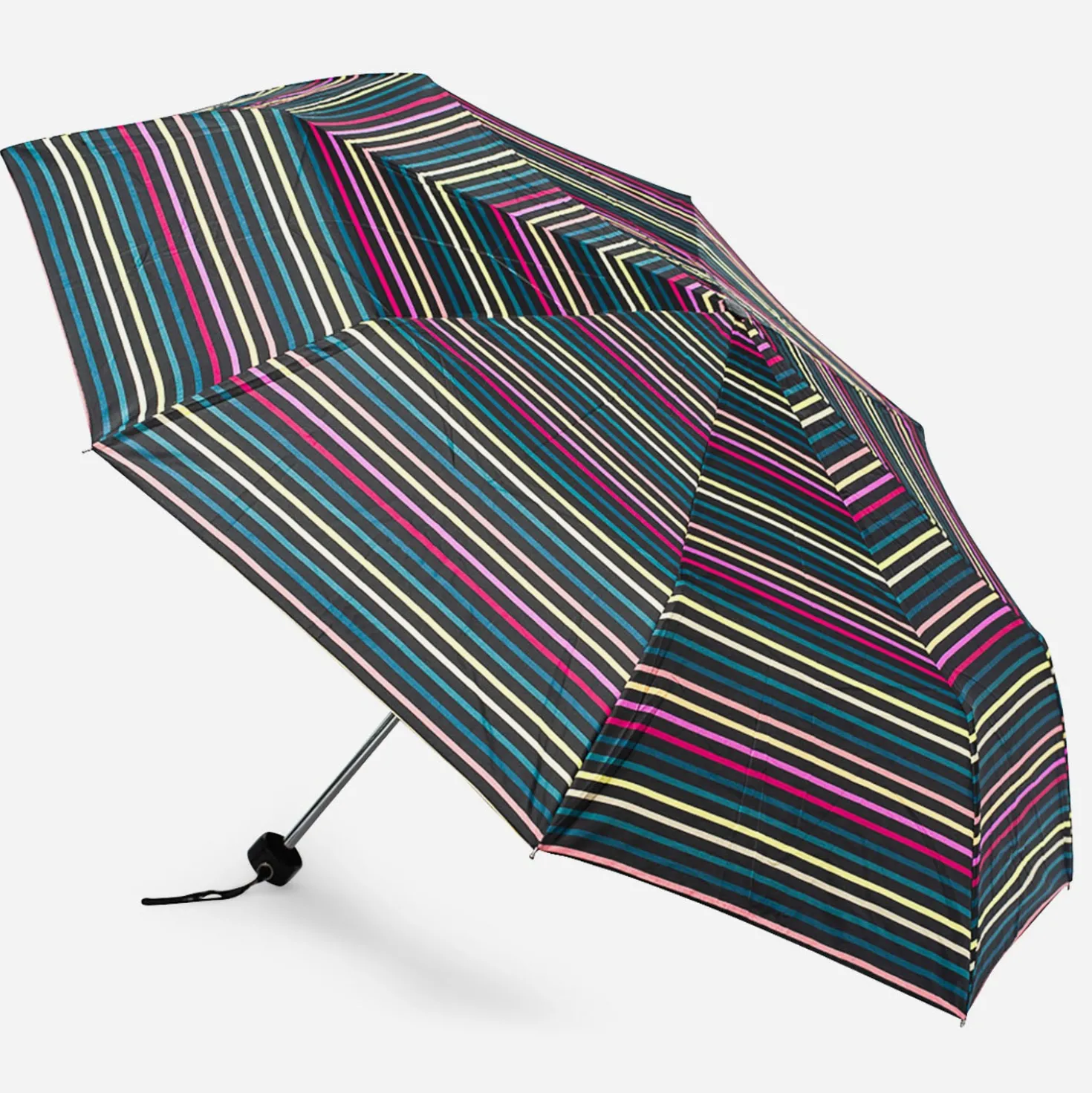 Parapluie noir à rayures colorées