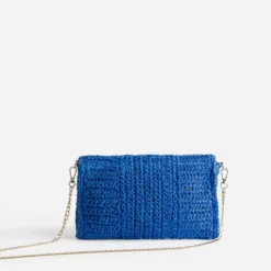 Pochette souple bleue en paille