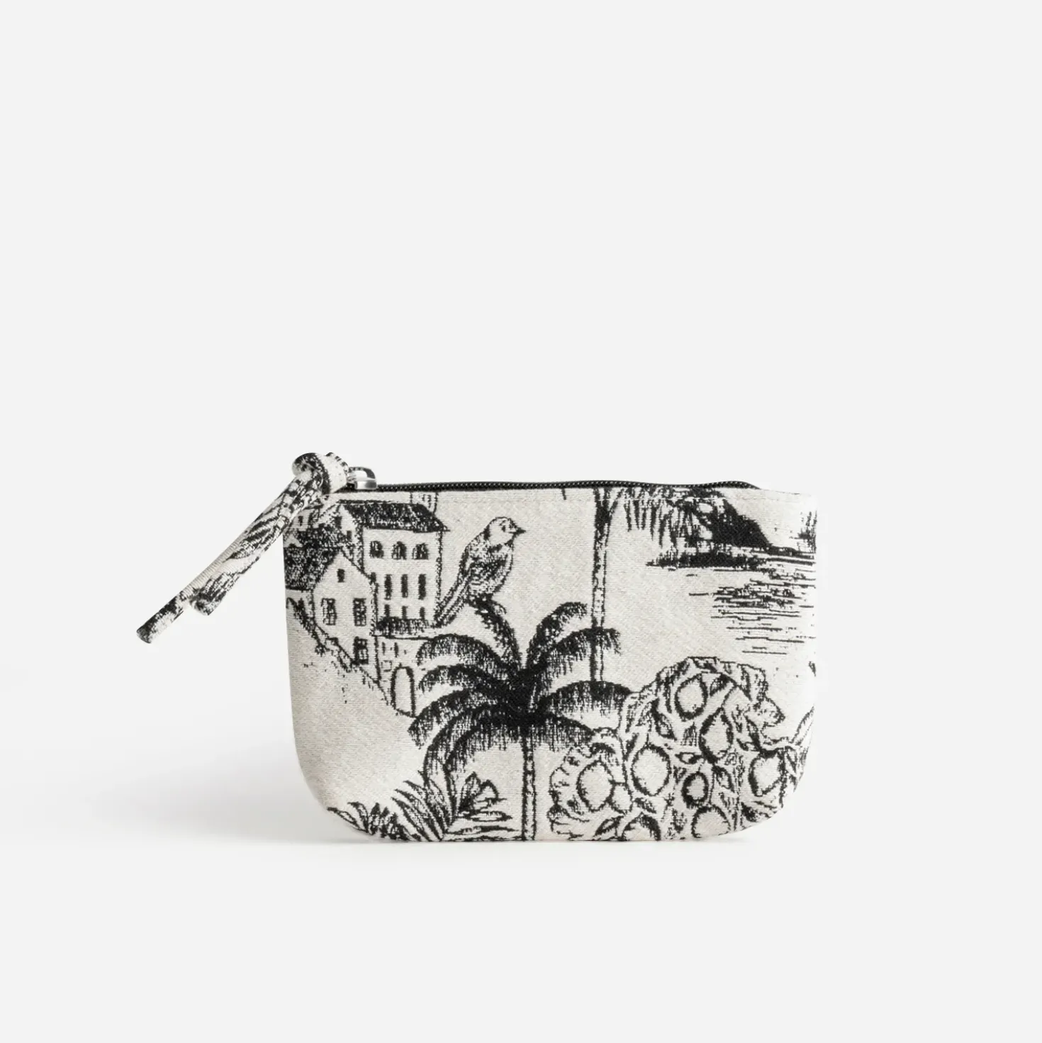 Pochette TEXTO beige jacquard motifs noirs