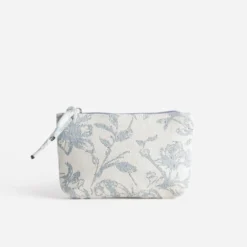 Pochette TEXTO beige motif floral baby blue