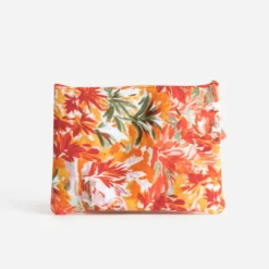 Pochette TEXTO blanche imprimé feuillage