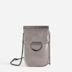 Pochette téléphone tactile TEXTO gris métallisé