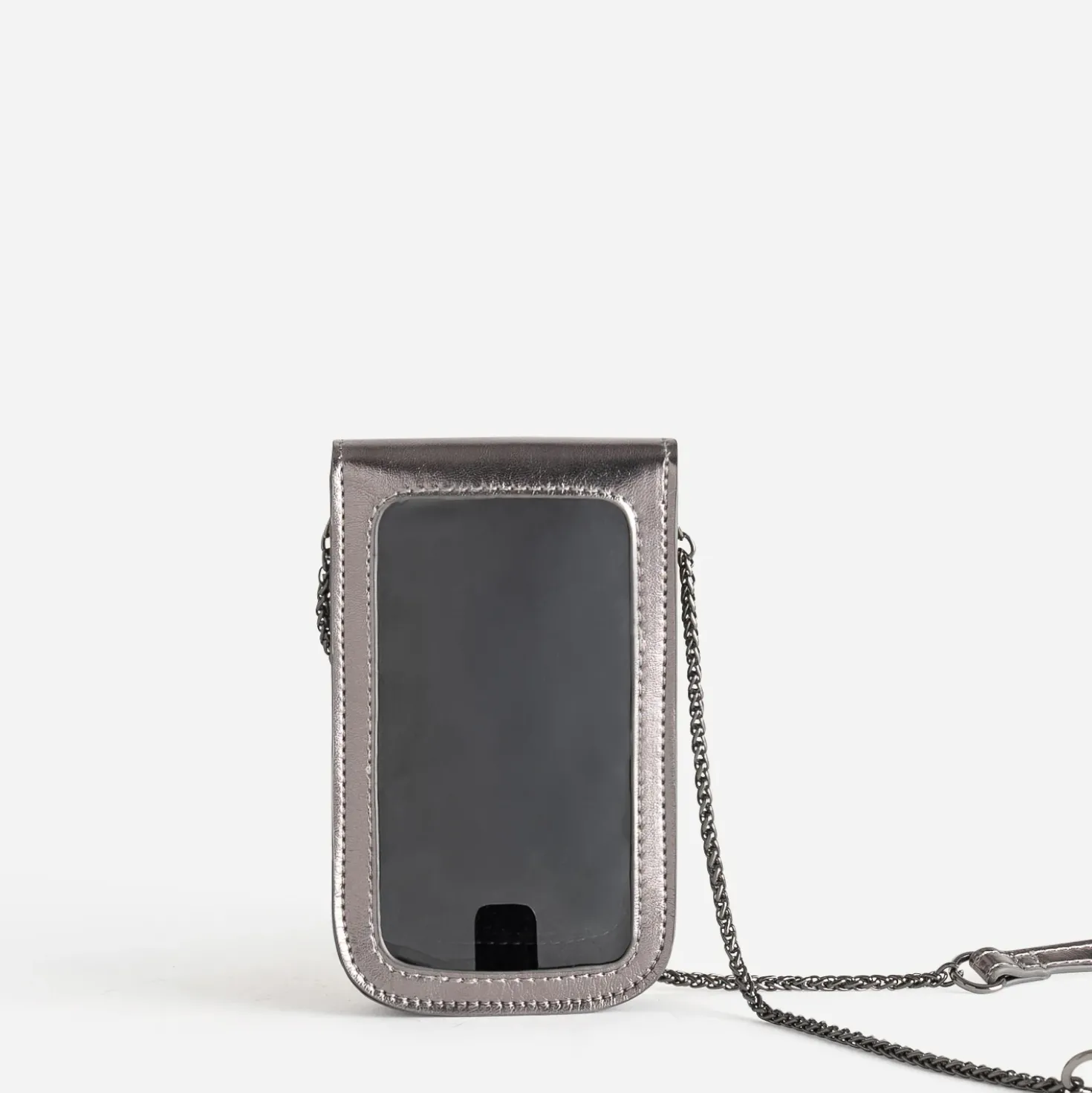 Pochette téléphone tactile TEXTO gris métallisé
