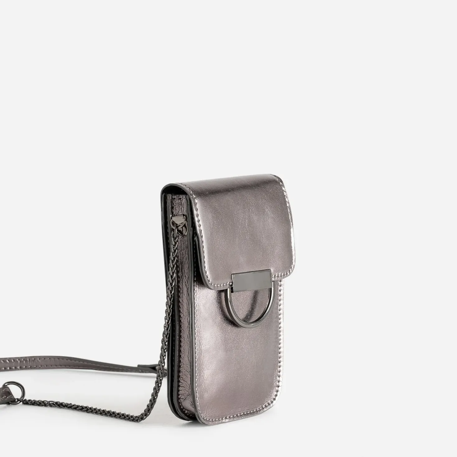 Pochette téléphone tactile TEXTO gris métallisé