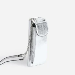 Pochette-téléphone TEXTO argent métallisé