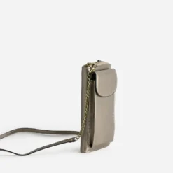 Pochette-téléphone TEXTO taupe métallisé