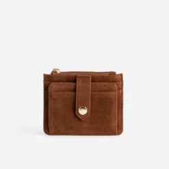 Porte-cartes cognac suédé