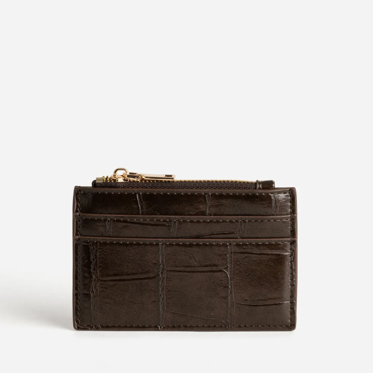 Porte-cartes marron embossé effet croco
