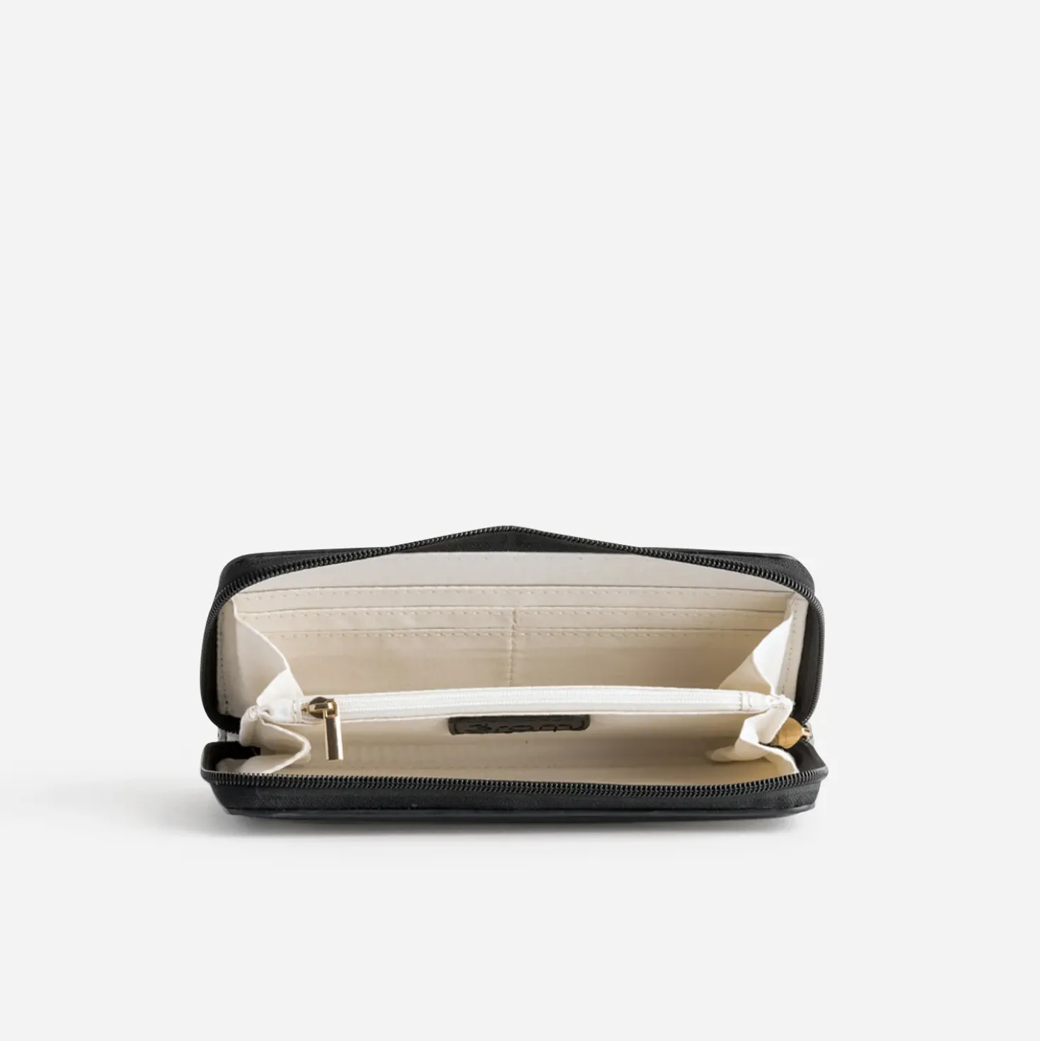 Portefeuille beige et noir bi-matière