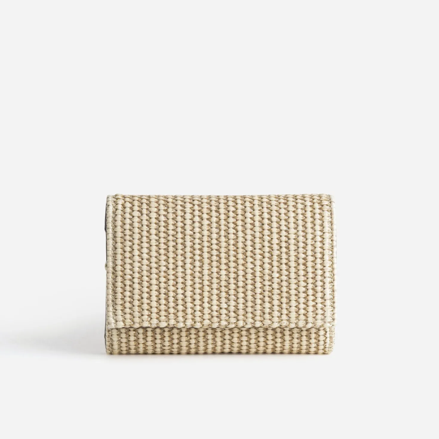 Portefeuille beige tressé