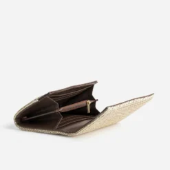 Portefeuille beige tressé