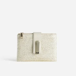 Portefeuille écru barrette métal