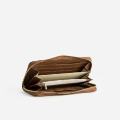 Portefeuille écru bordé camel