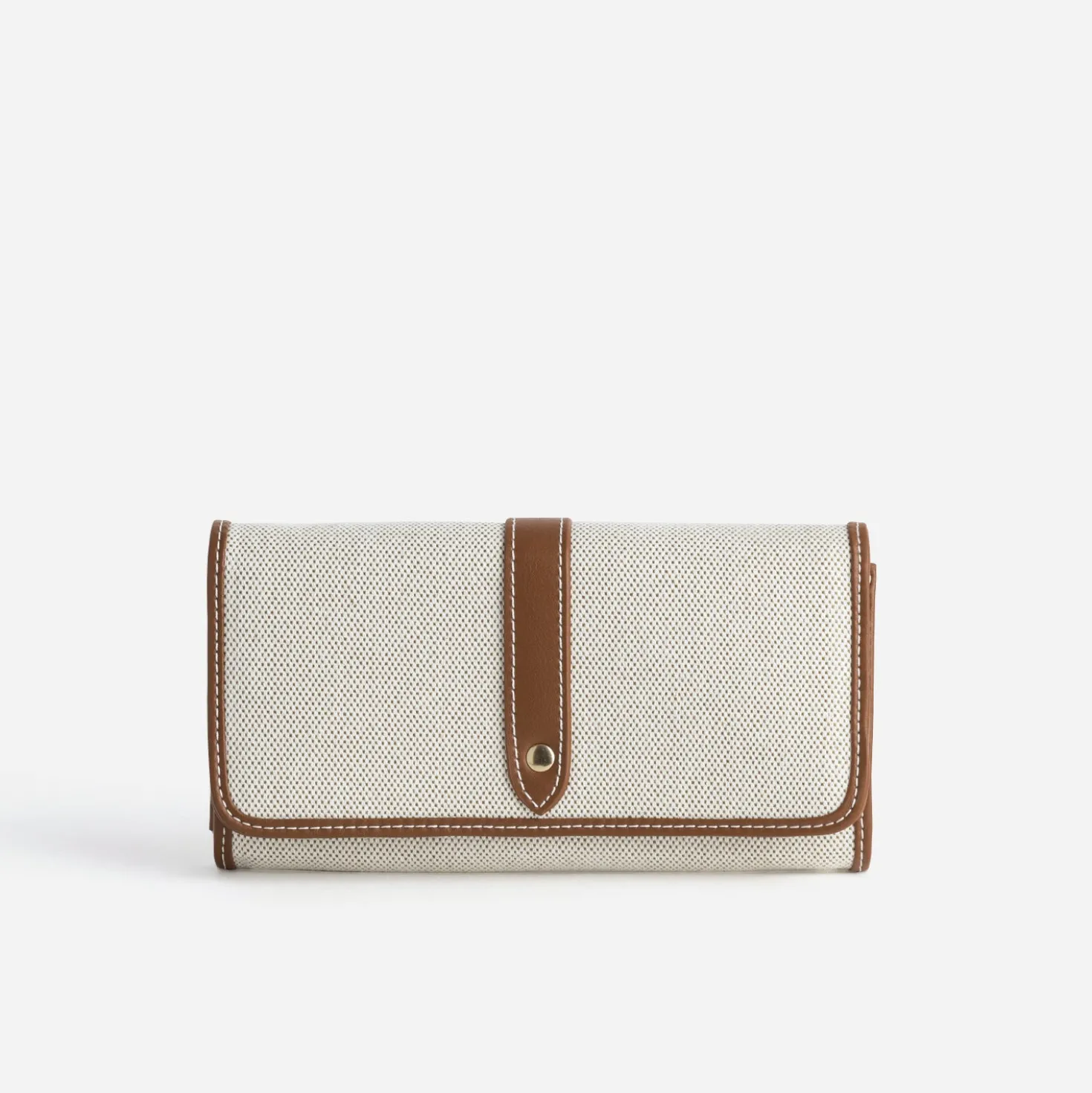 Portefeuille écru et camel