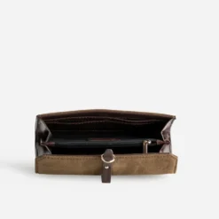Portefeuille kaki suédé