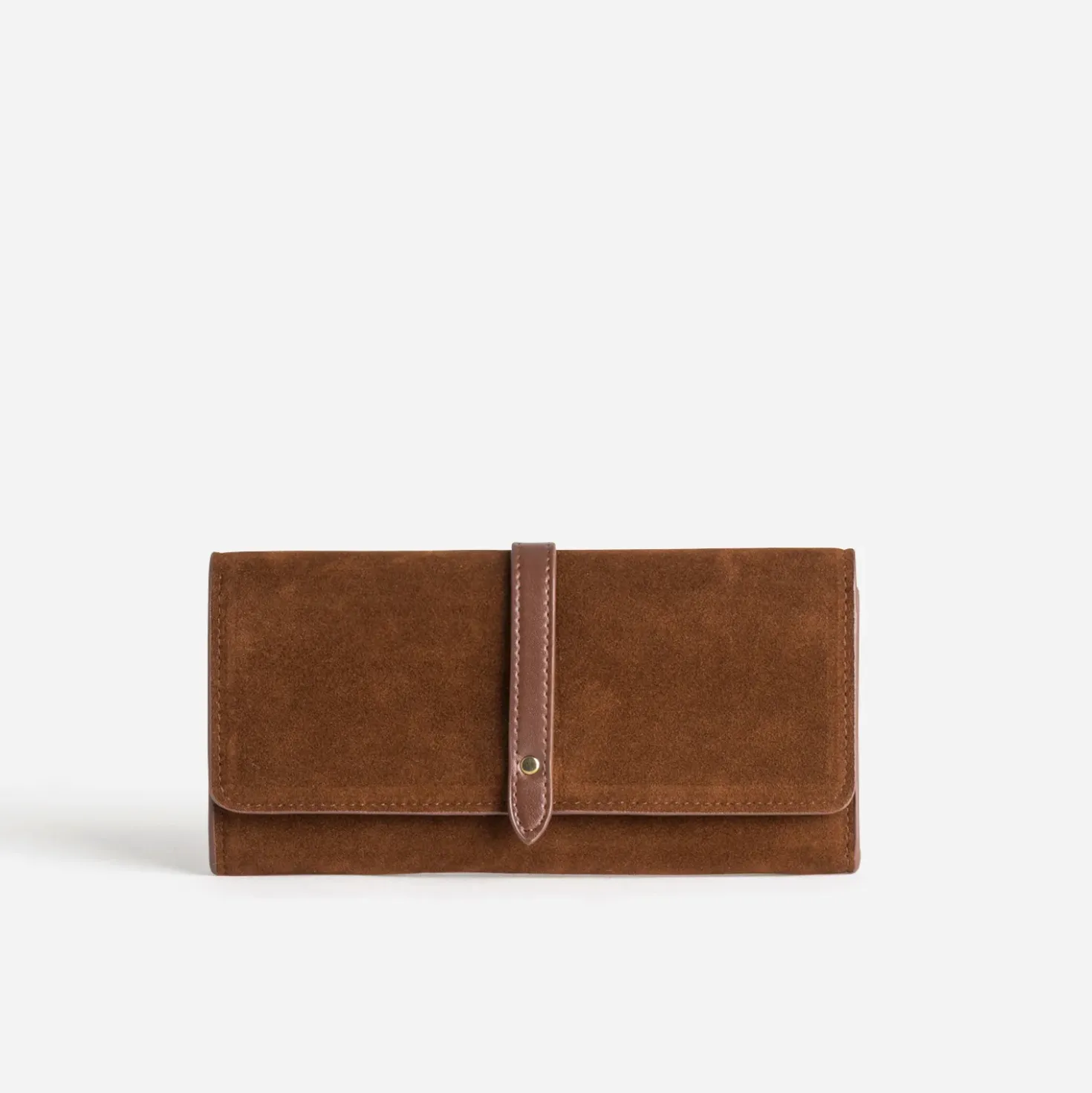 Portefeuille long cognac suédé