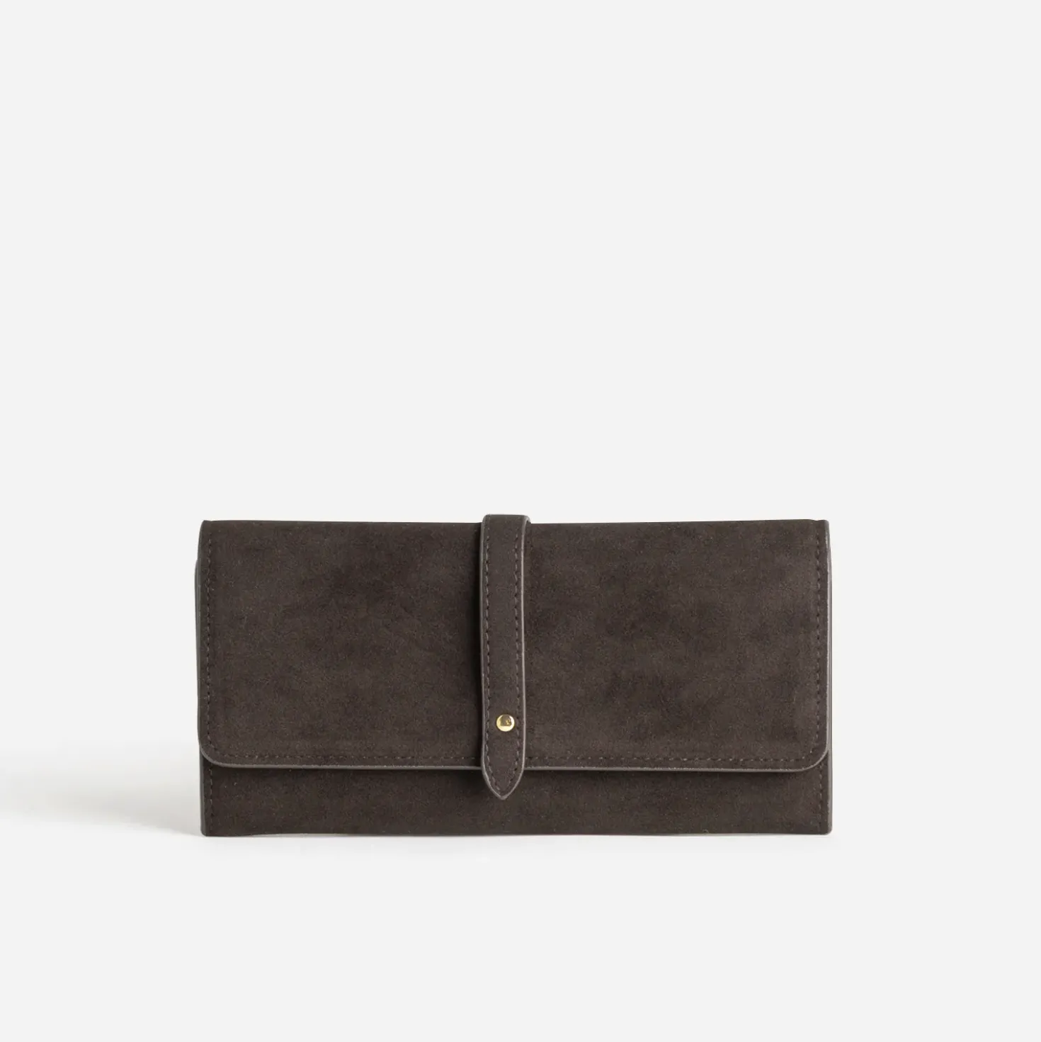 Portefeuille long marron suédé