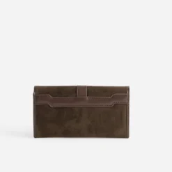 Portefeuille marron bi-matière