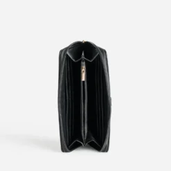 Portefeuille noir boucle décorative