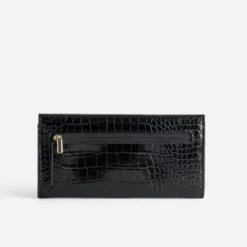 Portefeuille noir embossage effet croco