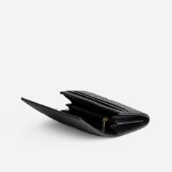 Portefeuille noir tressé