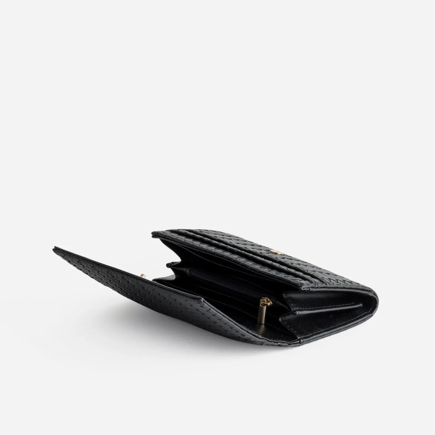 Portefeuille noir tressé