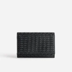Portefeuille noir tressé