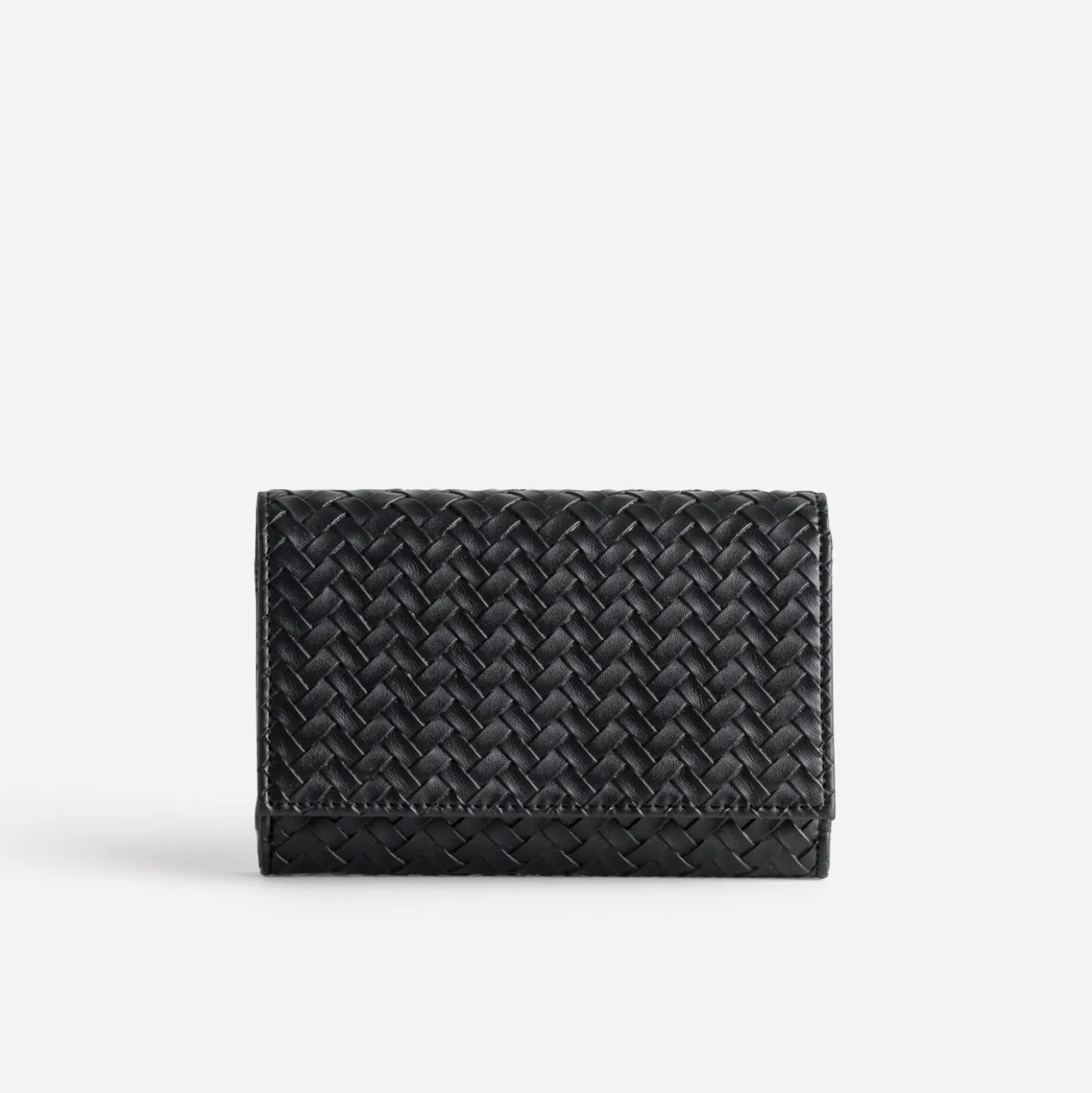 Portefeuille noir tressé