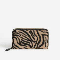 Portefeuille TEXTO beige à motif zèbre