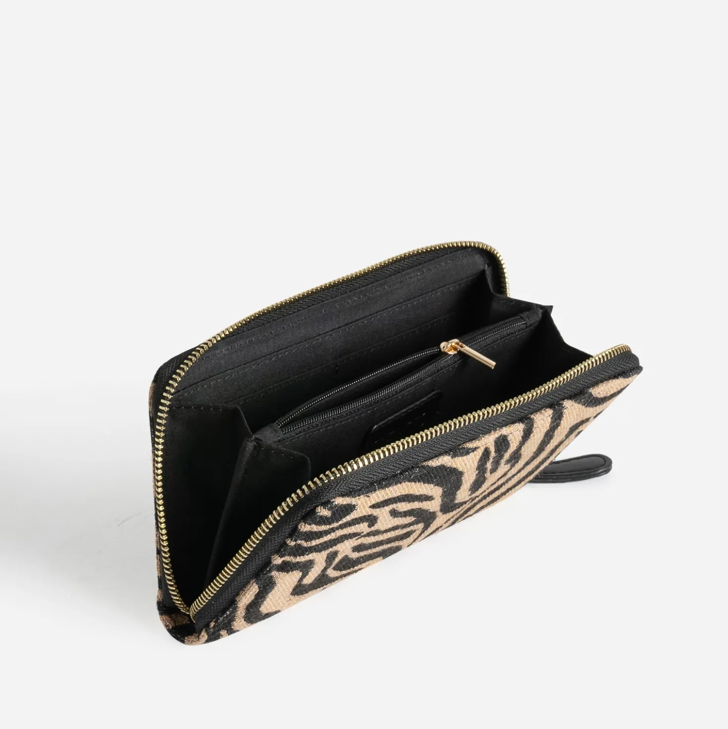 Portefeuille TEXTO beige à motif zèbre
