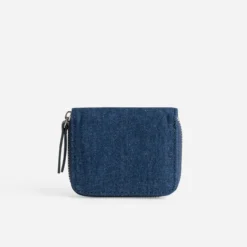 Porte-monnaie bleu en jean brut