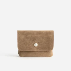 Porte-monnaie camel suédé